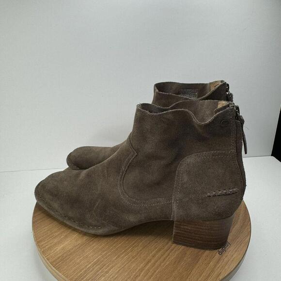 Brown UGG Womens Suede Heeled Ankle Boots With Back Zipper Size 9 Pre-Owned Leat - Picture 8 of 10